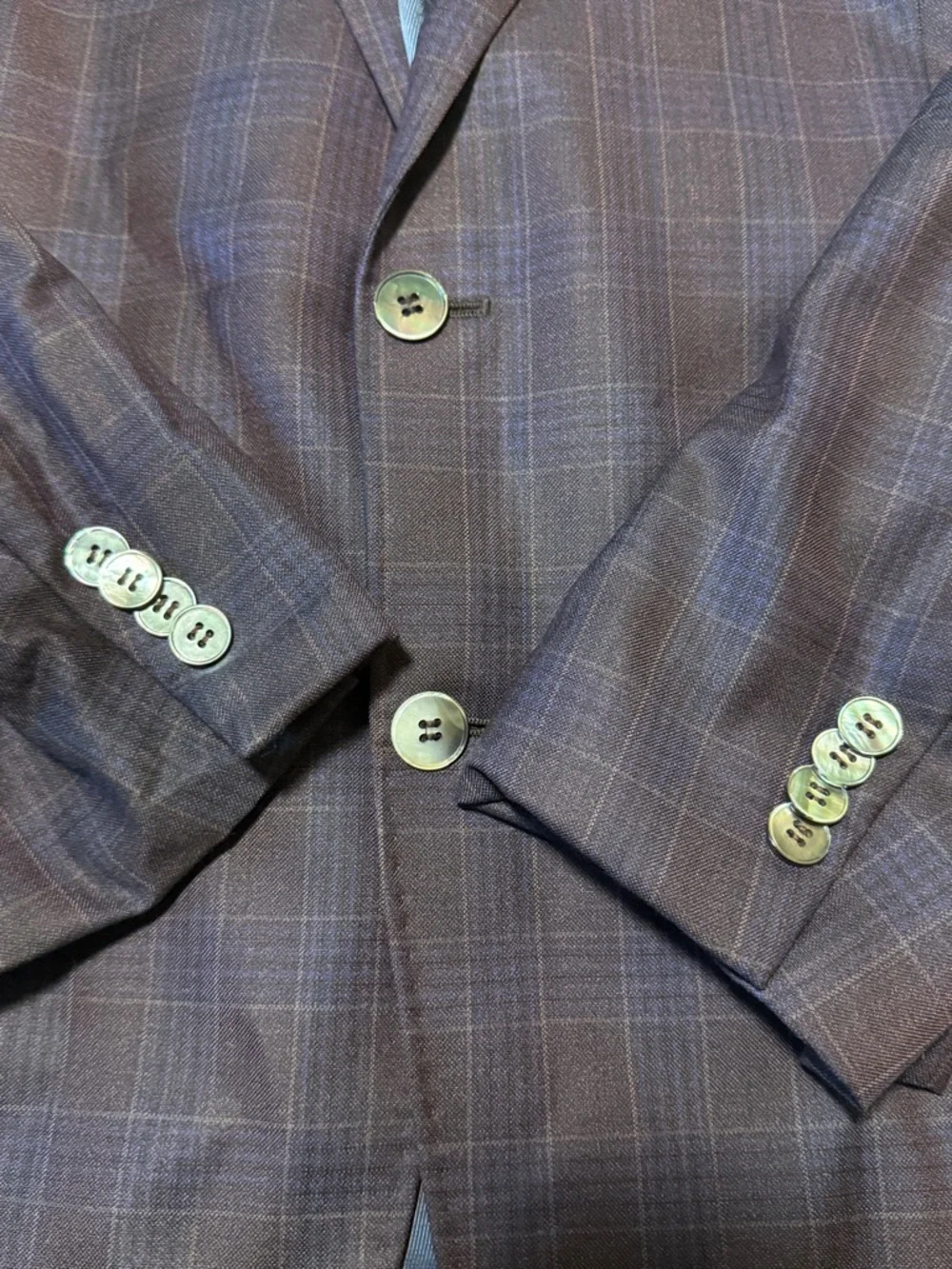Byron British Style Wool Sport Coat 42R Plaid Blazer Italy Fabric Blue Purple